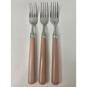 3 Stanley Roberts Spectrum Mauve Handle Flatware Dinner Forks Replacements